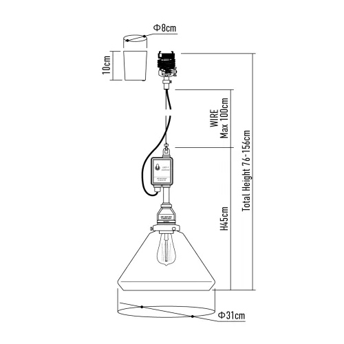 アルミ 当店オリジナルセット40W アンパサンド製ペンダントライト AMP-L012+LD2620 AP-0022E-BK AMPERSAND AMP-L012 S01 機能説明画像-02