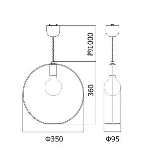 ハンギングワイヤリングライトM スワン電器製ペンダントライト APE-045 SW-0080E-GD swan APE-045 S01 機能説明画像-02